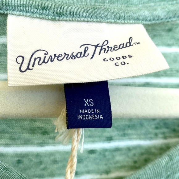 GREEN & WHITE STRIPED UNIVERSAL THREAD BRAT GIRL SUMMER T SHIRT w/ FRONT… - Picture 4 of 12